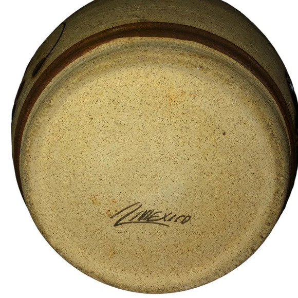 Vintage TONALA 8" Mexico Folk Art Sandstone Pottery Floral Bird Flowers Vase - Picture 8 of 8